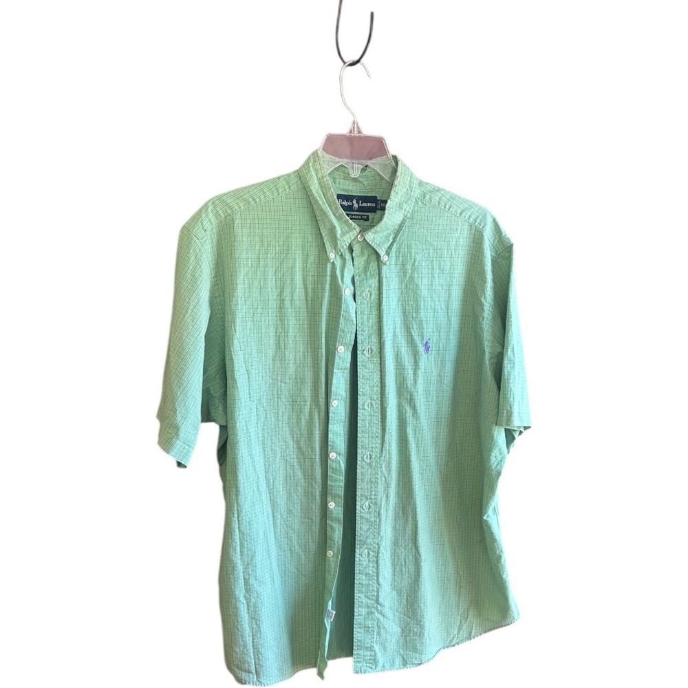 Ralph Lauren men's classic fit green purple short sleeve button down shirt XXL
